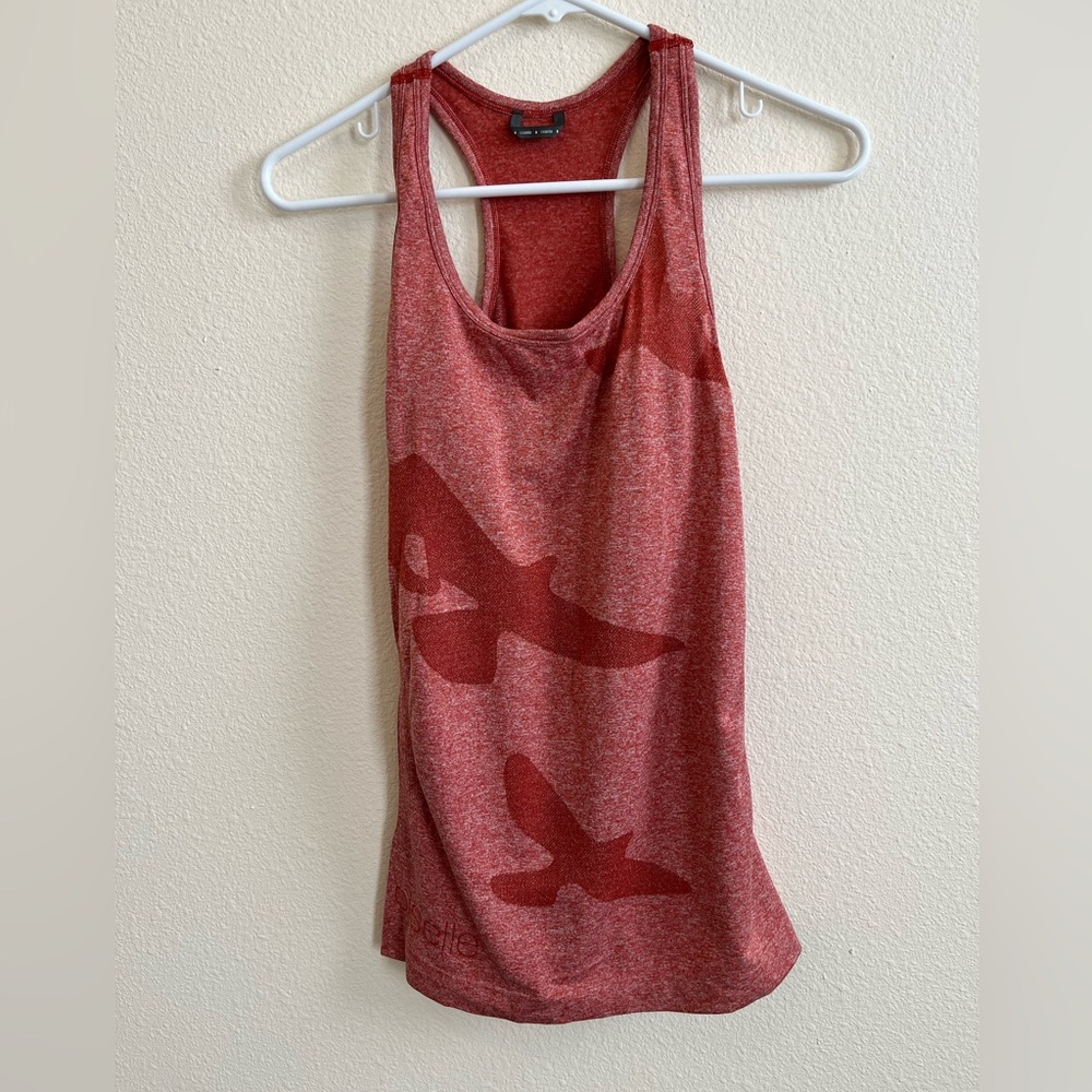 Women’s Oiselle Wings Out orange racer back tank top, size Small